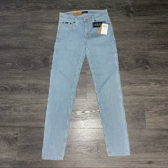 Ralph Lauren Tompkins Skinny Blue Plaid Jeans - Picture 7 of 10